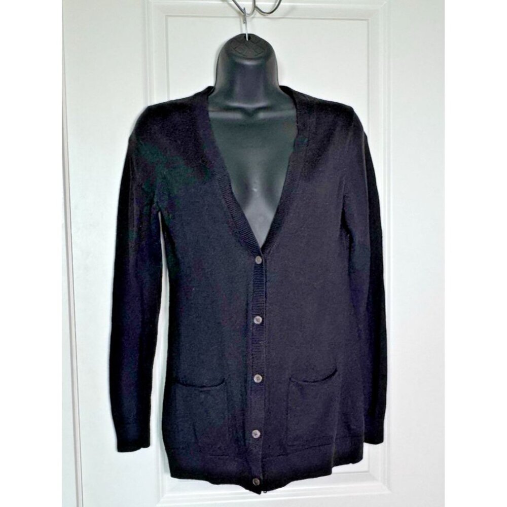 GAP Merino‎ Blend Button Down Cardigan Sweater Women's Small Pockets Black